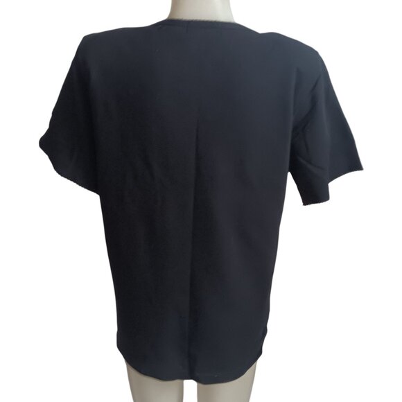 Large Women's T-Shirt Embroidered Floral Shell Padded Shoulders Top 1990s Mom - Picture 5 of 7